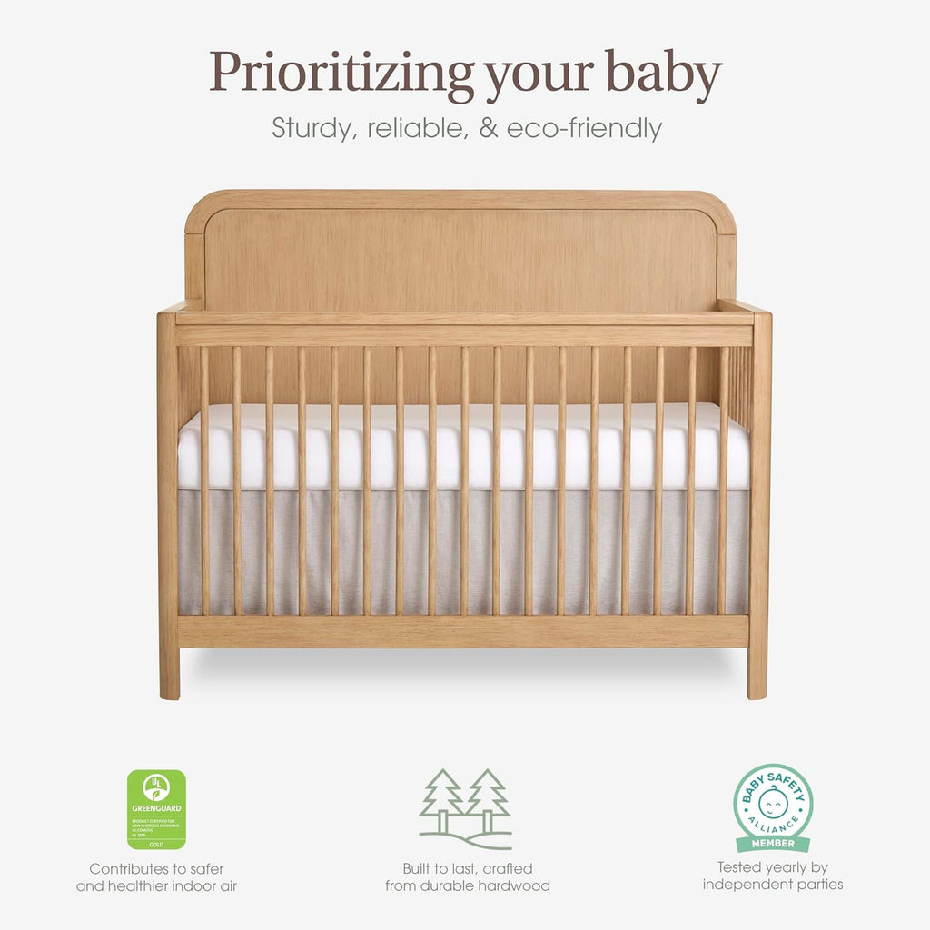 Cove 5-in-1 Convertible Wooden Baby Crib, Amazon Exclusive, Converts to Toddler Bed, Daybed & Full-Size Bed, 3