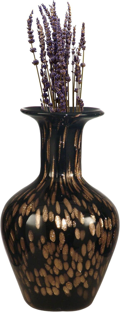 DAG500010 Broad Murano Style Hand Blown Art Glass Vase, Multicolor, 10-Inch Tall