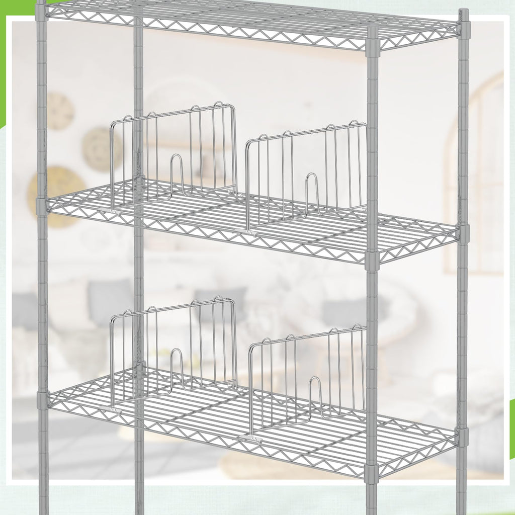 6 Pcs 14" W X 9" H Wire Shelf Divider for Wire Shelves, Silver
