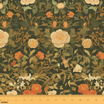 Florals Fabric by The Yard Leaves Flower Nature Upholstery