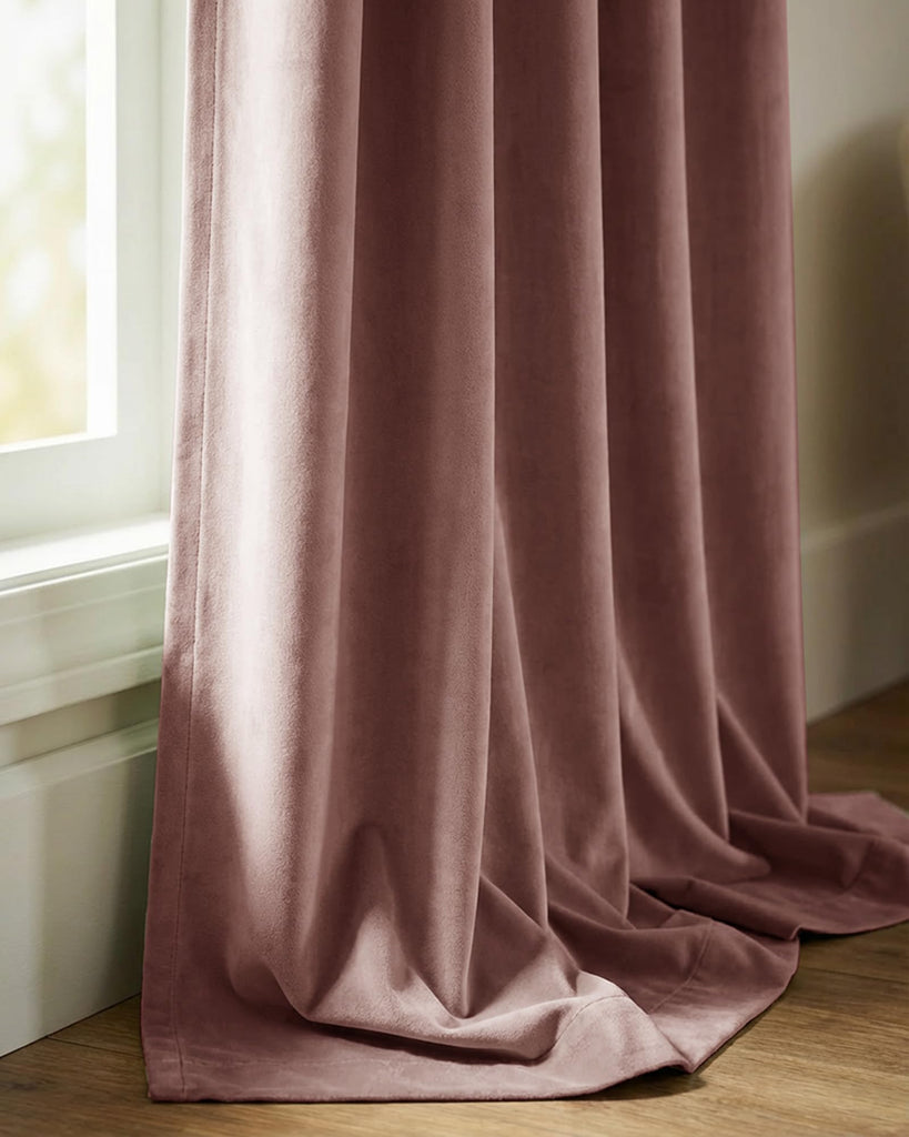 Dusty Rose Pink Velvet Curtains Back Tab, W52xL84, 2 Pcs