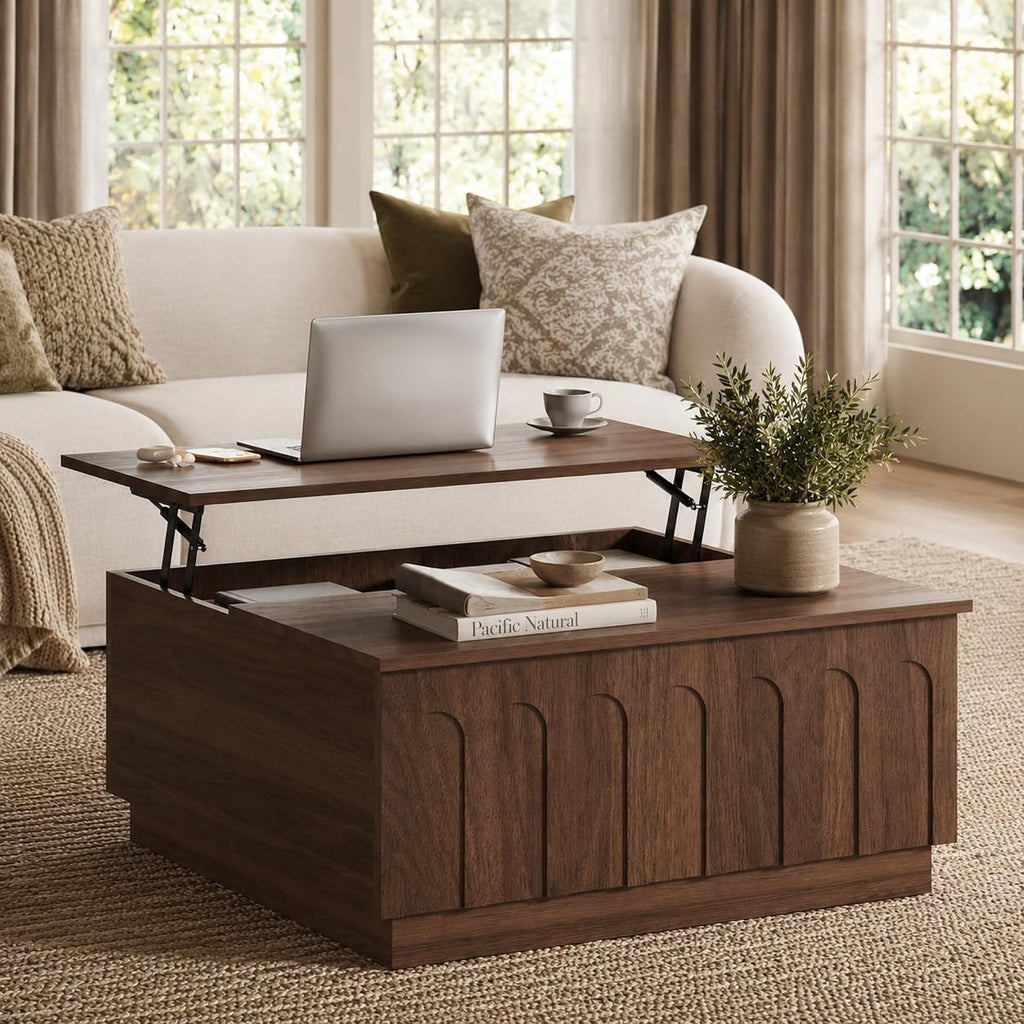 TV Stand for 75 Inch TV and Coffee Table Set of 2, Arched Design with Wood Grain Finish, Media Console with