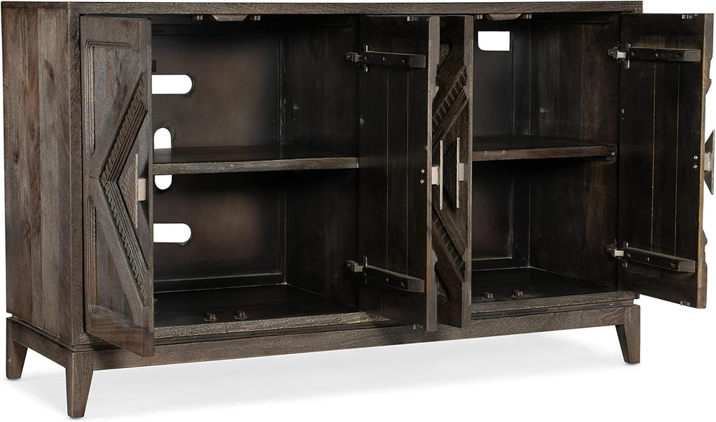 Commerce & Market Carved Accent Chest in Brown Wood