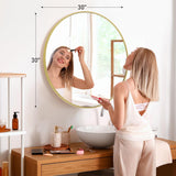 Gold Round Wall Mirror 30 Inch, Bathroom Mirrors for Over Sink, Wall Decor , Vanity