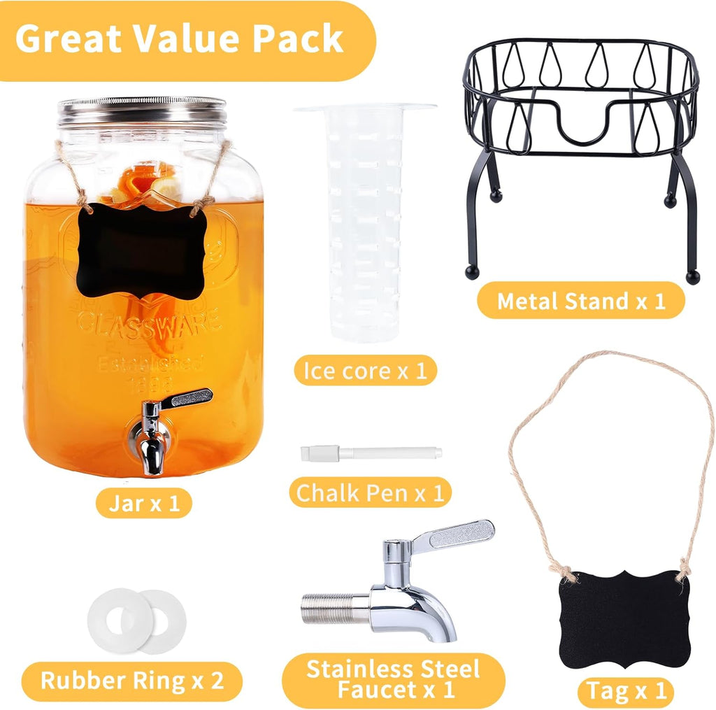 2 Gallon Jars, Ice Juice Dispenser(1 Pack Jar)
