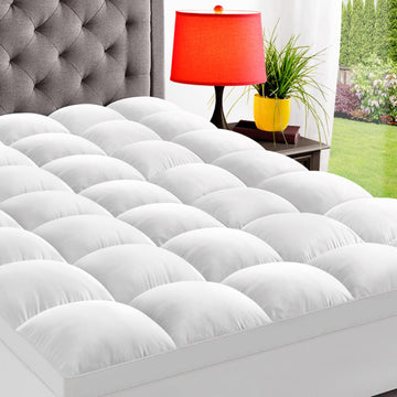 King Mattress Topper, Extra Thick Pillow Top Mattress Pad Cover | Plush soft breathable bed topper for back pain