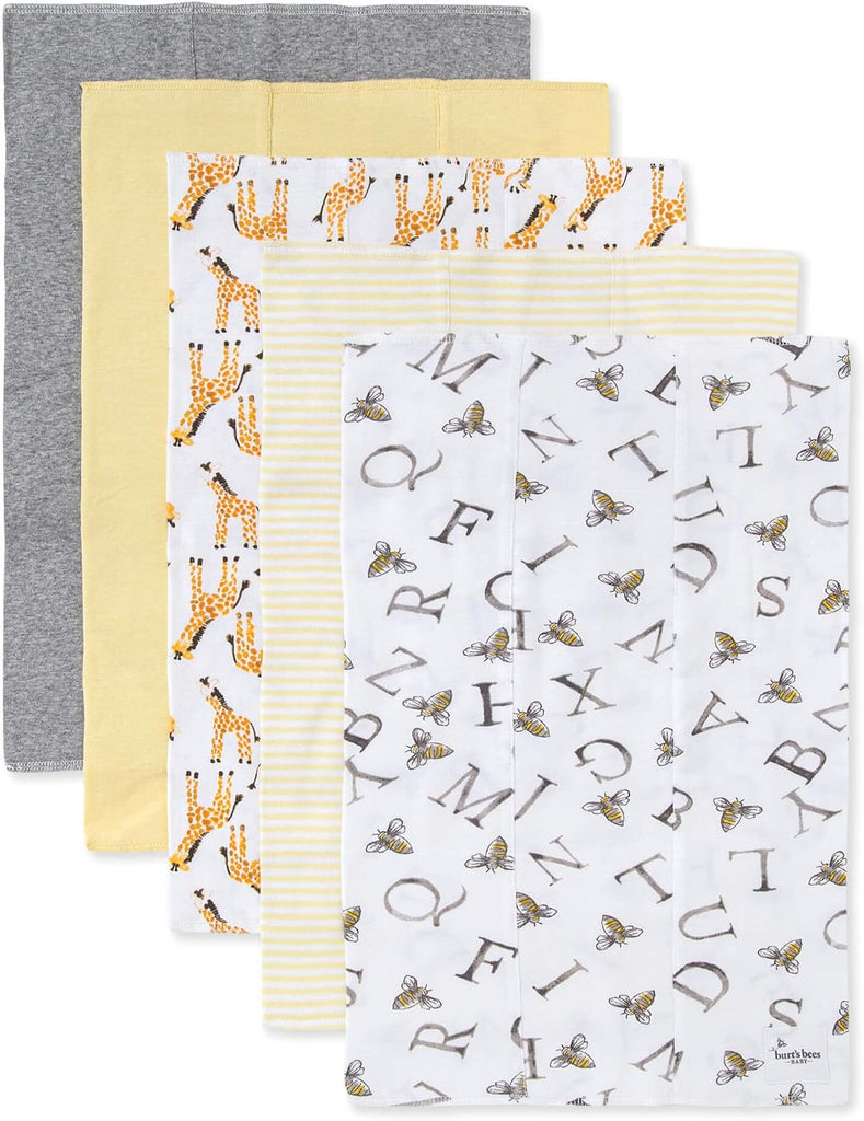Unisex Baby Gift Set - Crib Sheet, Changing Pad Cover & Burp Cloths, 100% Organic Cotton Essentials Bundle