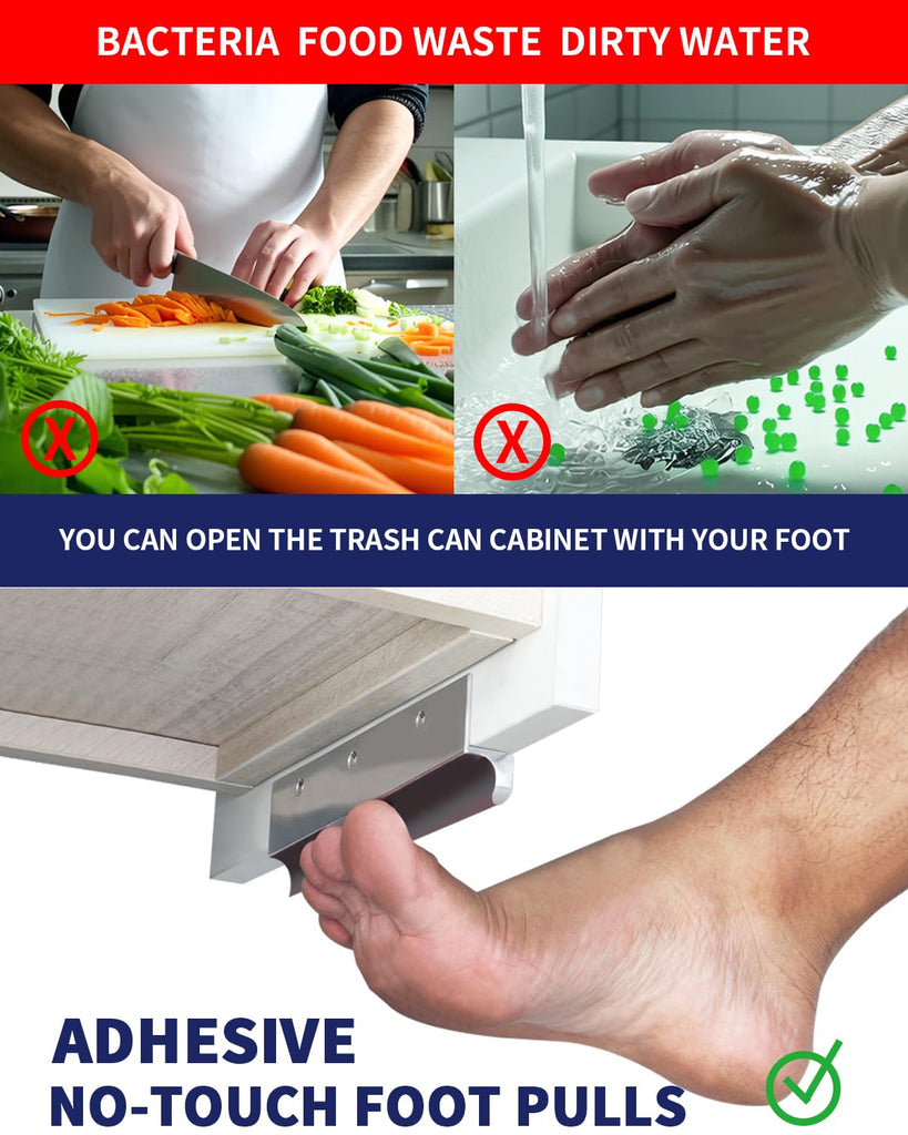 Under Cabinet Foot Pull 8" Silver Stick on Cabinet Handles 2 Pack