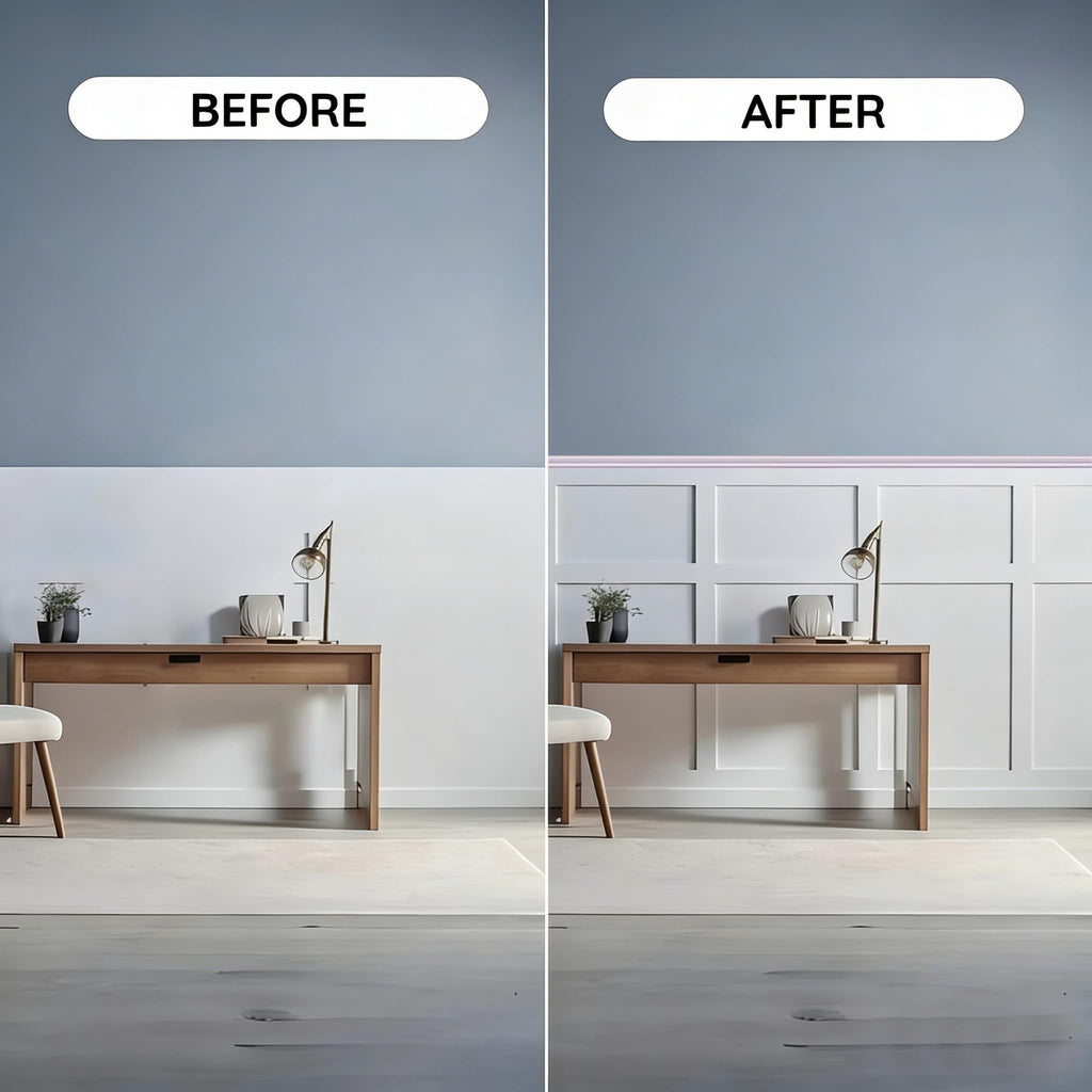 Board and Batten Wainscoting Panel Kit,MDF Premade Paintable Panel,54X96in