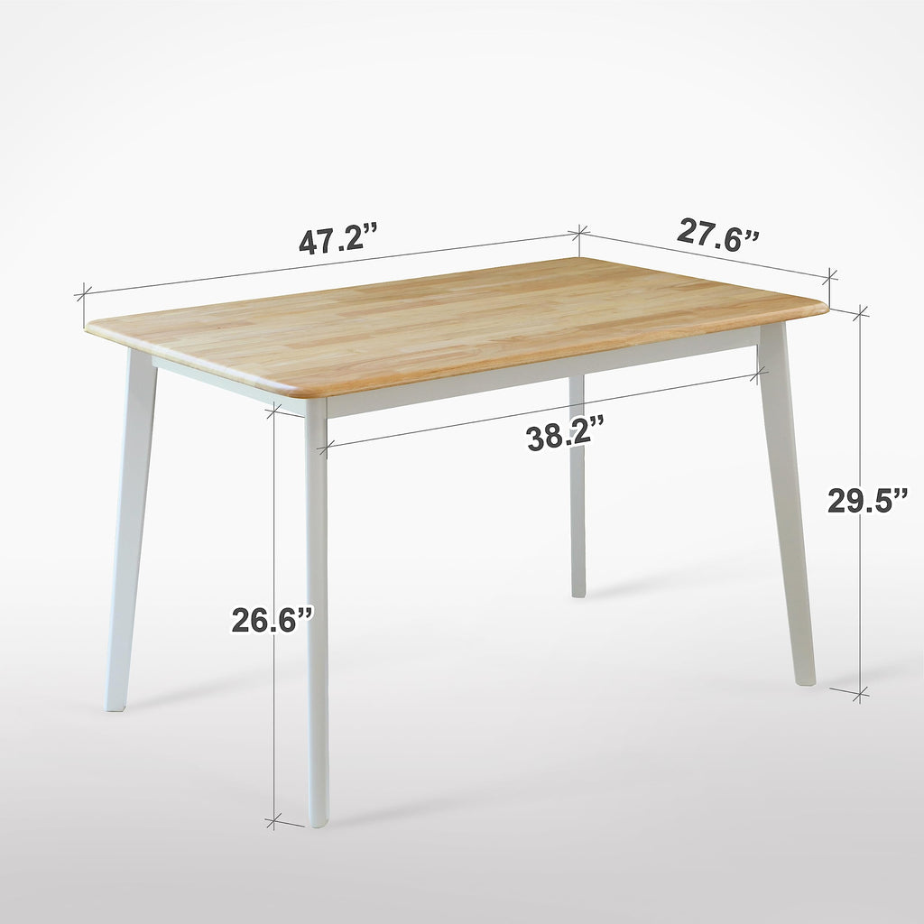 Canberra 47.2" Rectangular Wooden Dining Table/Mid Century Modern Malaysian Oak Kitchen Table (Natural-White) Table