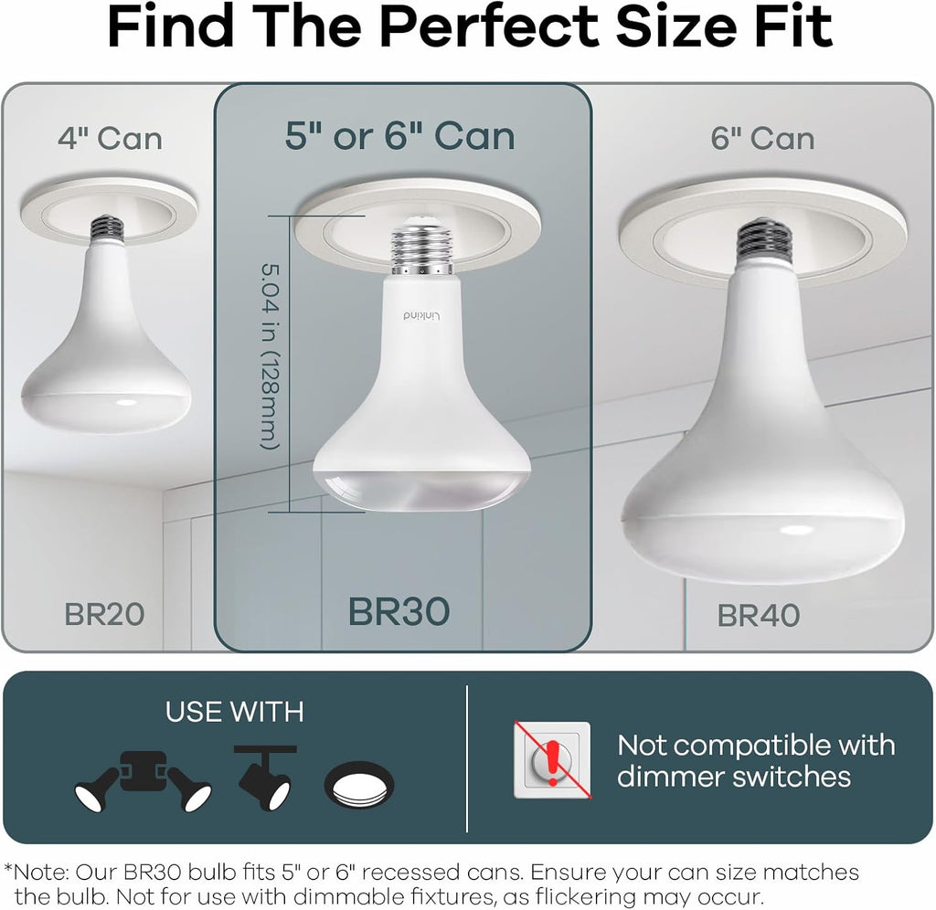 Matter Smart BR30 Bulbs 4-Pack & WiFi A19 4-Pack