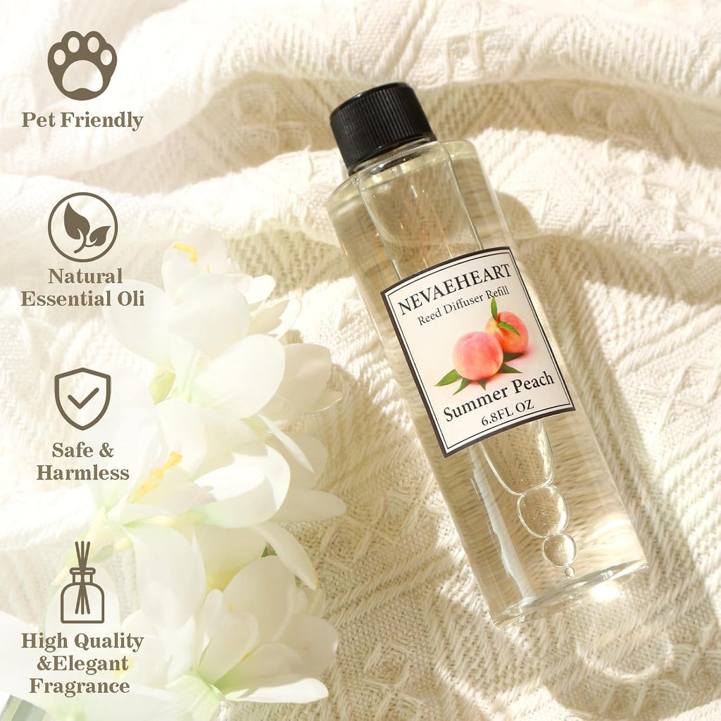 Reed Diffuser Refill, Gardenia Reed Diffuser Oil with Sticks Set, 6.8oz(200ml) Reed Diffuser Oil Refill Home