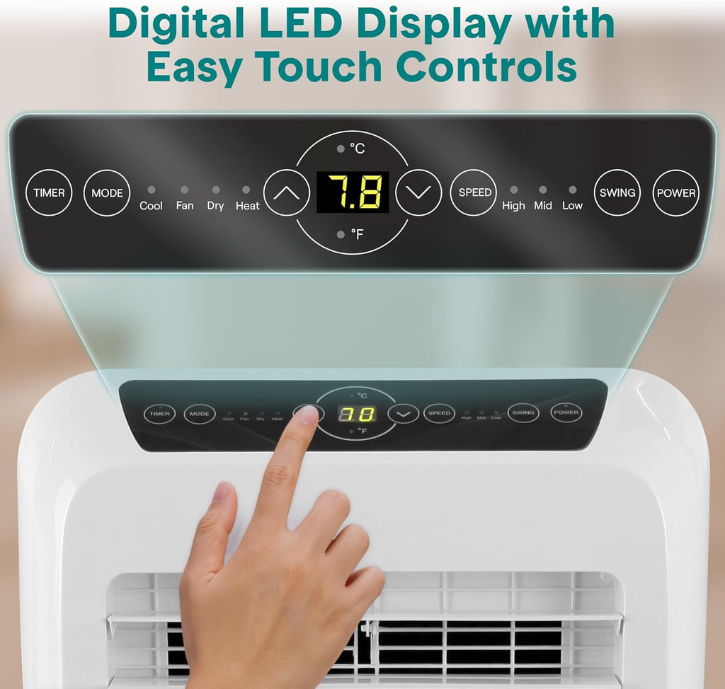 Portable Air Conditioner with Heat & Built-in Dehumidifier 12,000 BTU