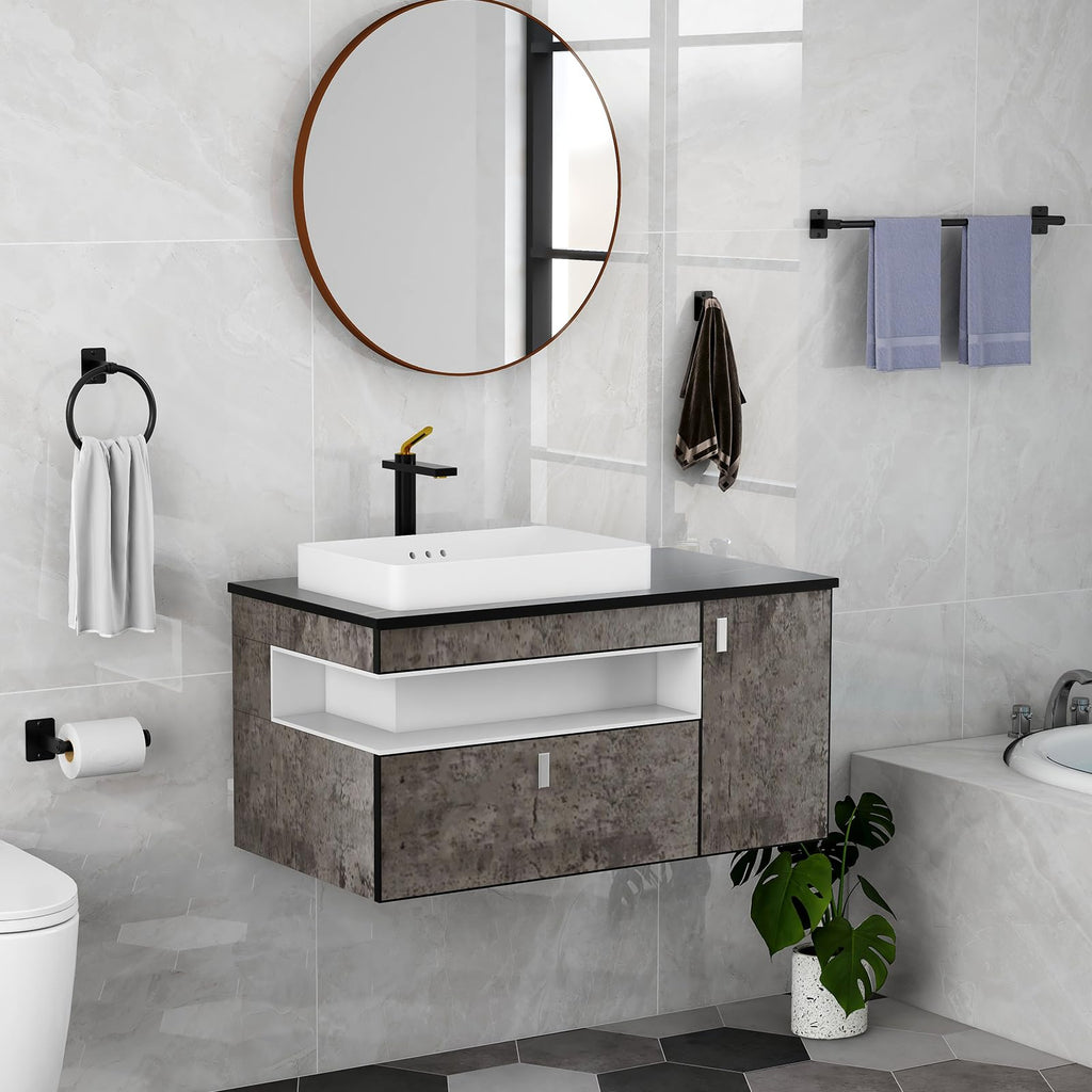 Black Bathroom Accessories Set, 4-Piece Bathroom Hardware Set