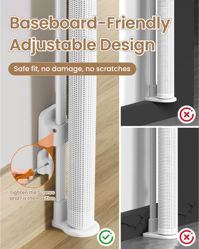 Baby Gate Mesh, 71" Wide 34" Tall Retractable Mesh Baby Gates
