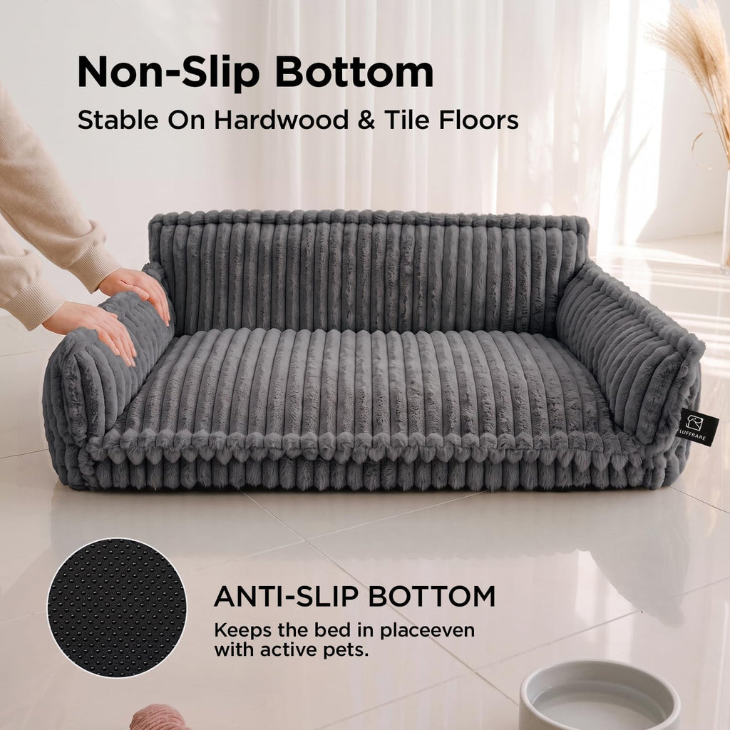 Orthopedic Dog Couch, Fluffy Pet Sofa Bed, Washable Cover