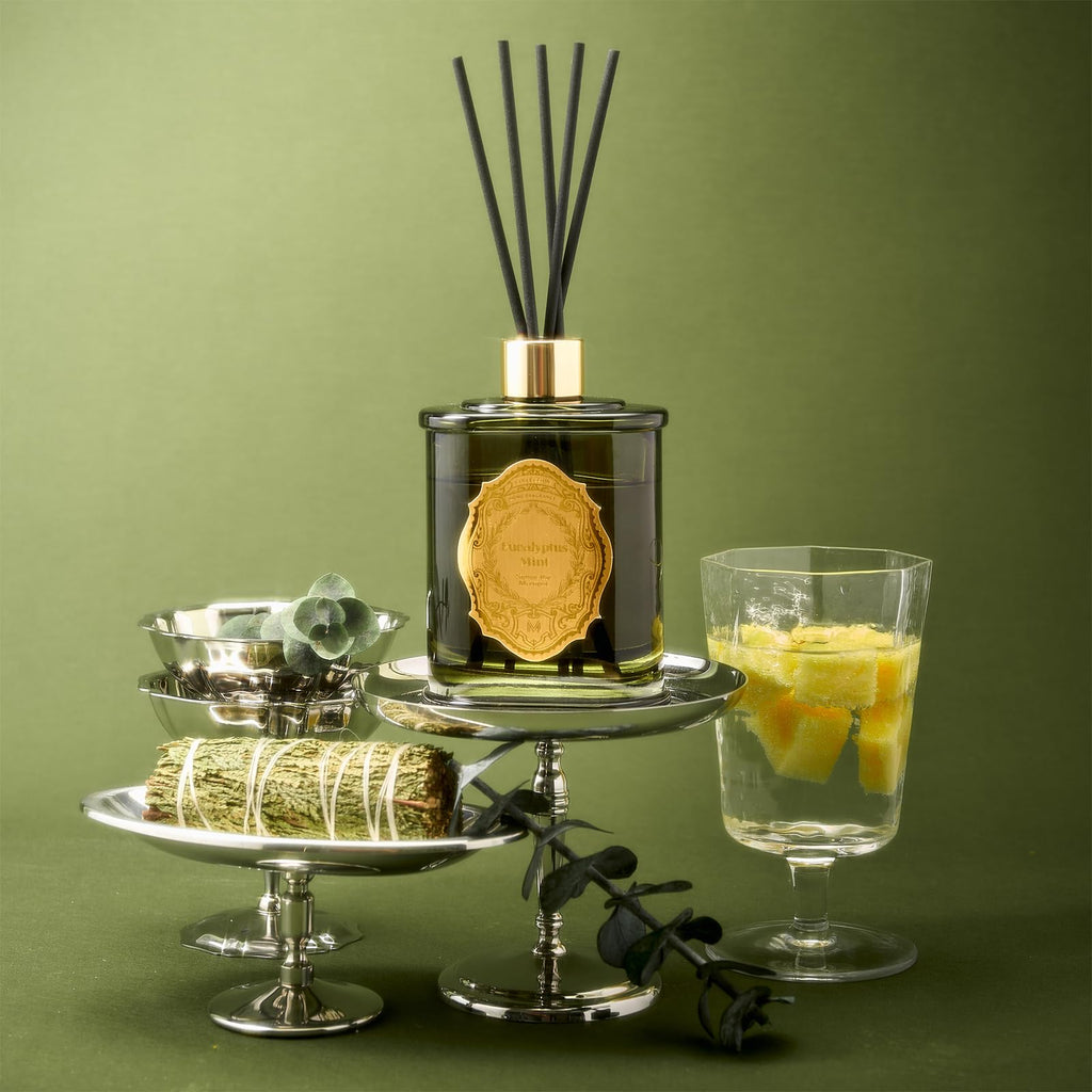 8.4 oz Large Reed Diffuser | Eucalyptus Mint Scent Oil Diffuser with Sticks | Bedroom Bathroom Living Room Decor
