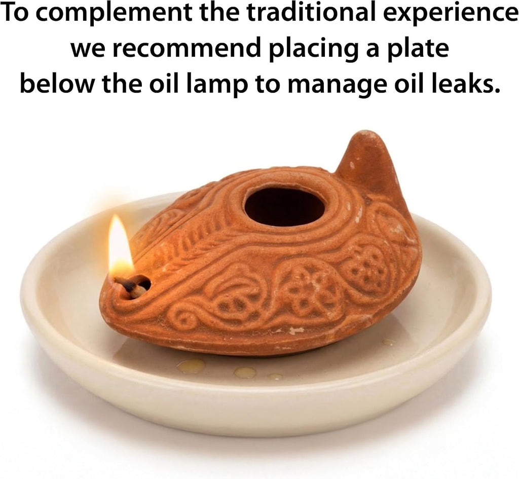 Biblical Herodian Clay Oil Lamp with Bethlehem Olive Oil - Authentic Holy Land Replica with Gift Bag & Certificate