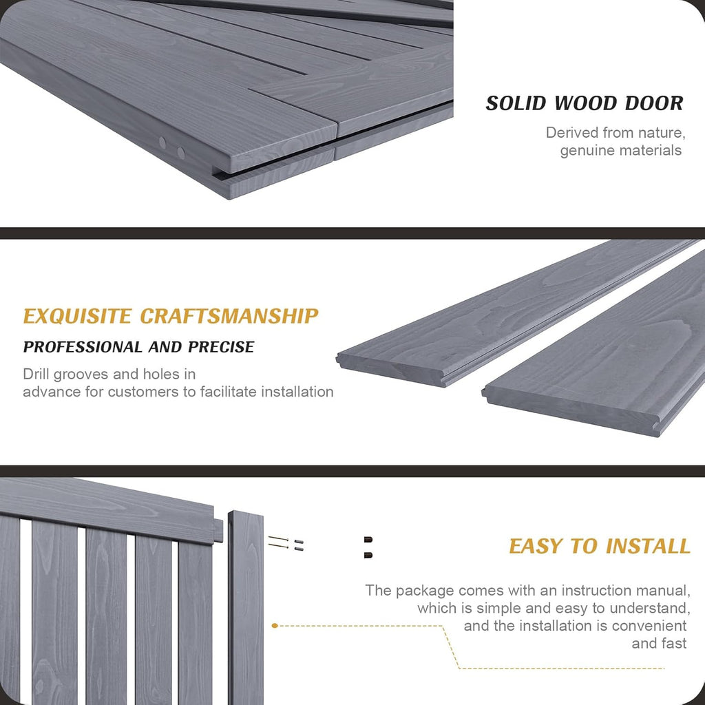 Gray Double 24x84 Inch Doors 48 barn Door with 8FT Barn Door Hardware Kit Included K Shape Natural S