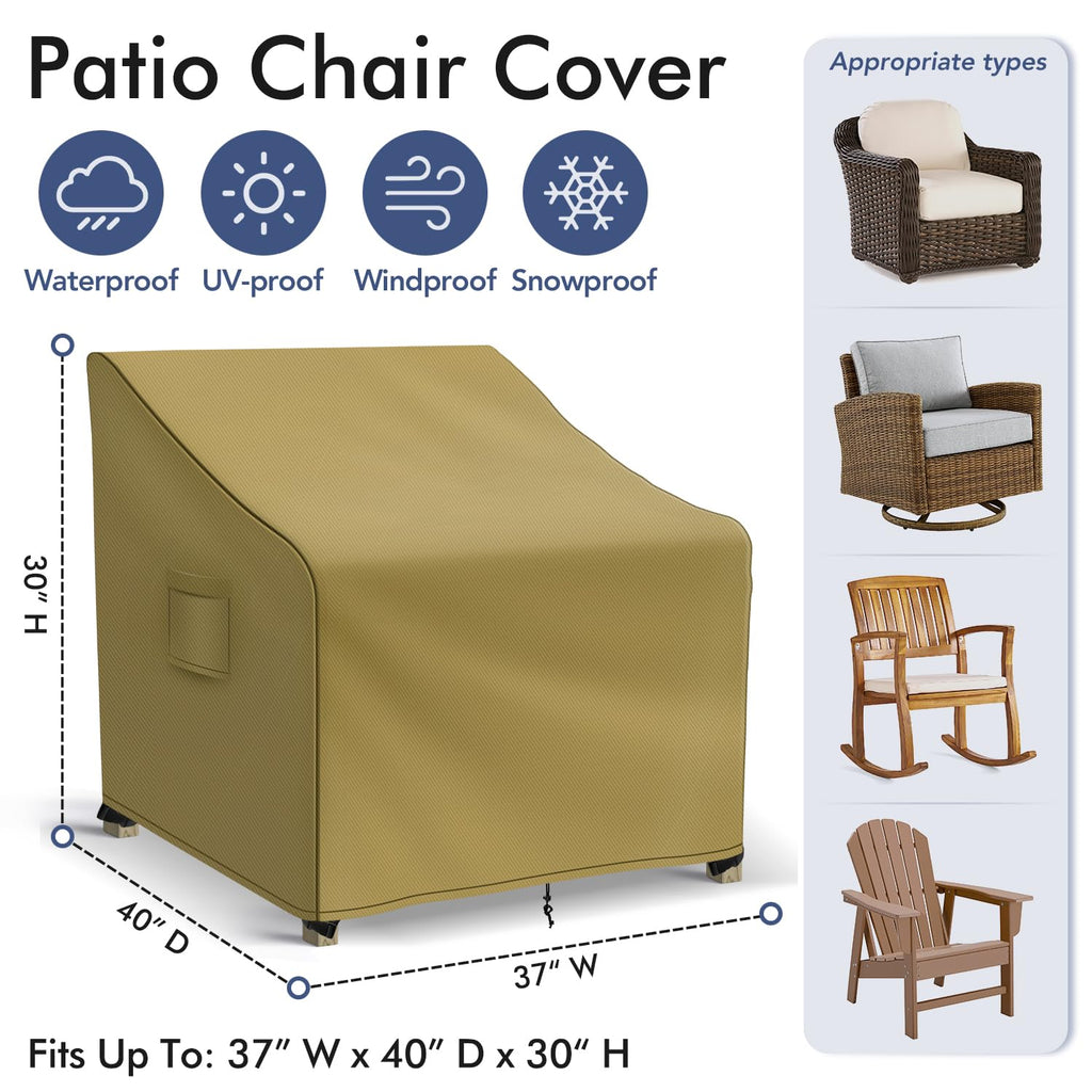 Patio Furniture Covers Waterproof for Chairs, Lawn Outdoor Chair Covers 2 Pack, for Outdoor Furniture Fits up to 37W