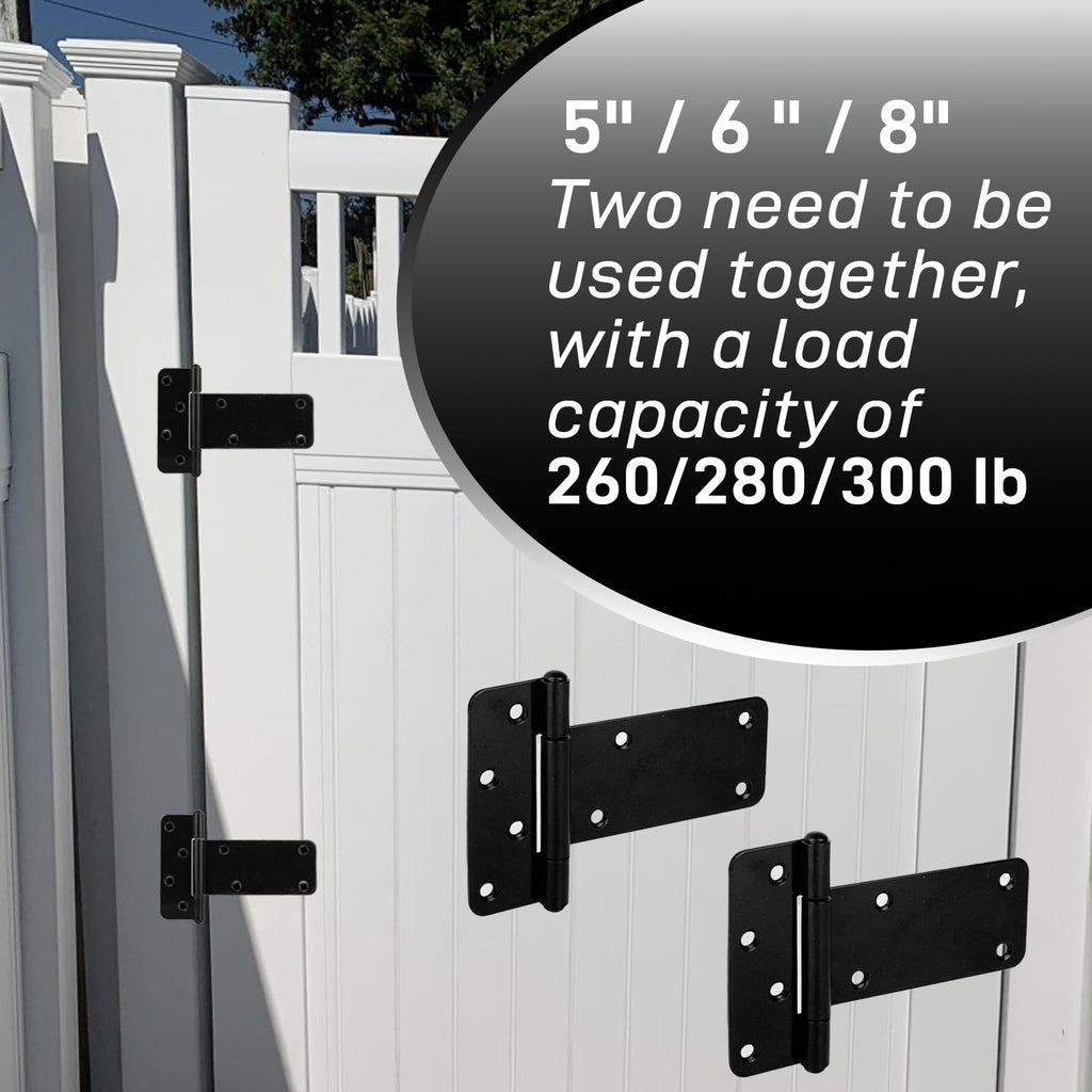 6 Pack 6" Heavy Duty Gate Hinges, 280 Lbs Capacity Black Door Hinges