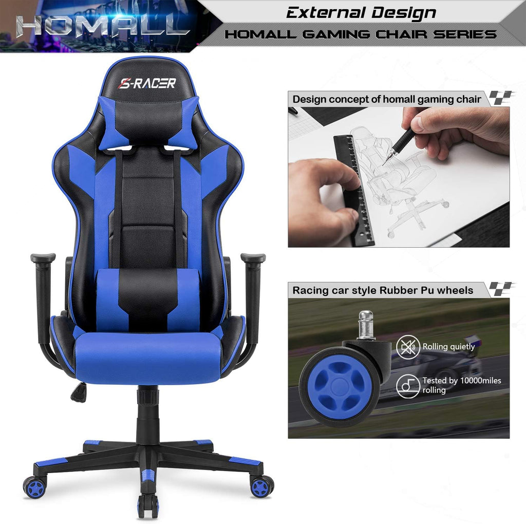 Gaming Chair, Office Chair High Back Computer Chair Leather Desk Chair Racing Executive Ergonomic Adjustable Swivel