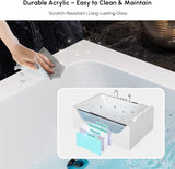 70.8" Whirlpool Bathtub with Thermostat Control, 2-Person Jetted Bathtub 3-Sided Apron Acrylic Soaking Tub, Lumbar