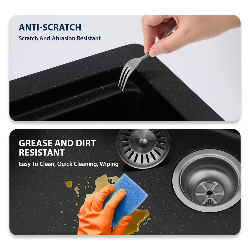 33 Inch Black Granite Composite Undermount Sink