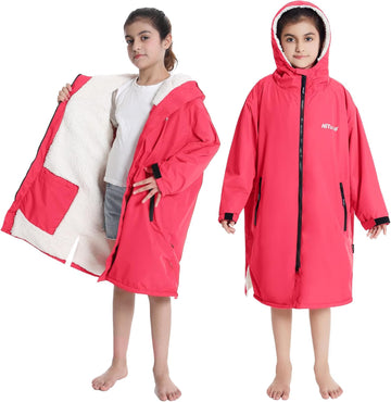 Warm Kids Swim Parka: Waterproof Changing Robe Sherpa Lined