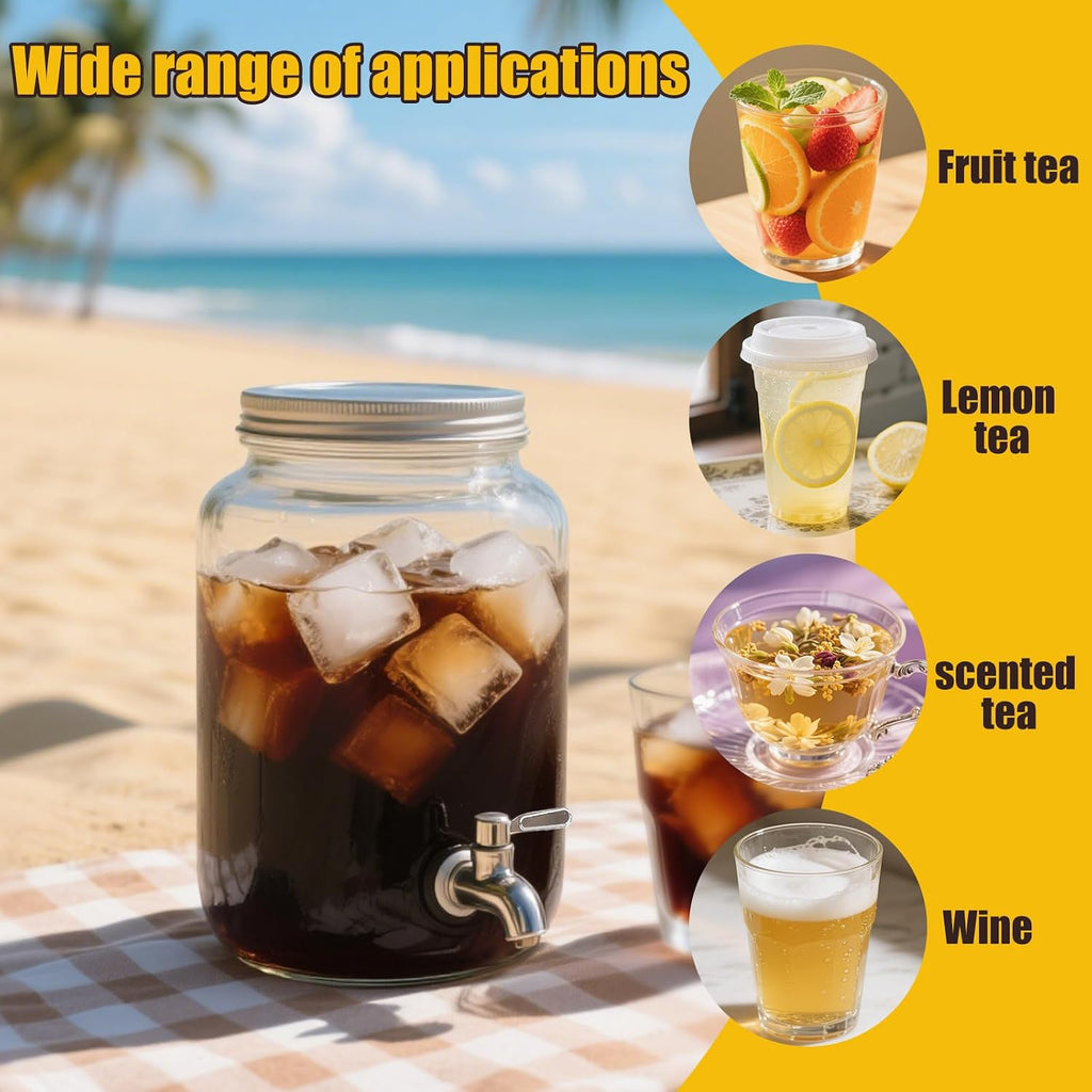 For Parties, Beverage Dispenser with Stand, Ice Cylinder and Stainless Steel Spigot 100% Leakproof, Beverage - Set of 2