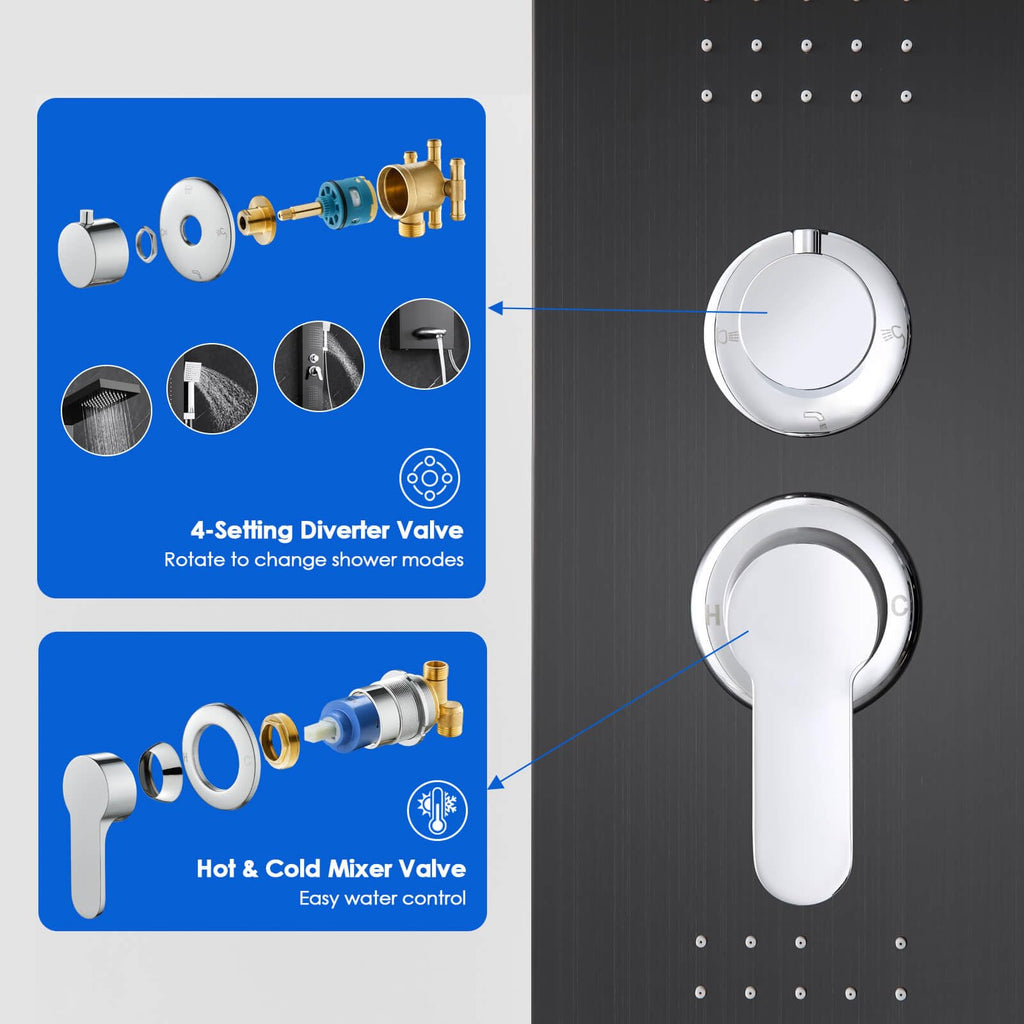 Shower Panel Tower System with 4 Shower Modes, 46.5", No Led Lights