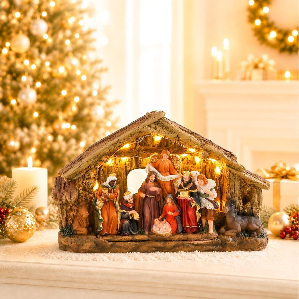 Nativity Scene Indoor, Nativity Set Holy Family Figurine for Christmas