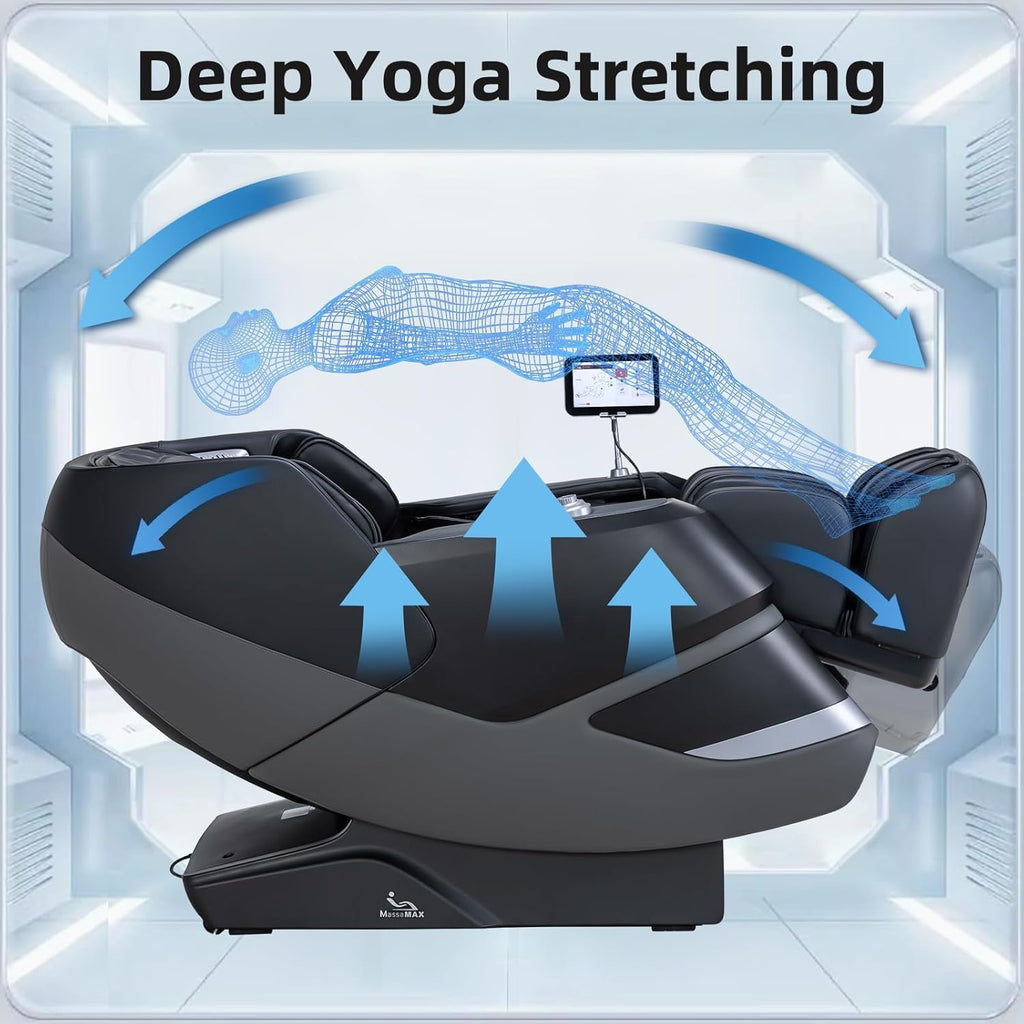MT339 4D Massage Chair Full Body Recliner, OTA Update, Deep Black | Yoga stretch, 22+5 modes, body scan, app and AI