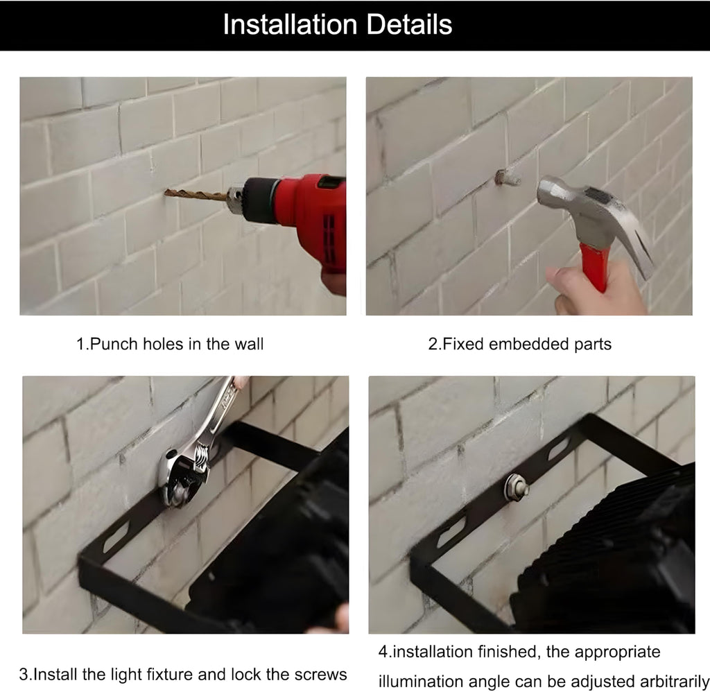 2Pack LED Flood Light Outdoor, 250W LED Work Light 25500lm with 6FT US Plug, IP66 Waterproof Exterior Security