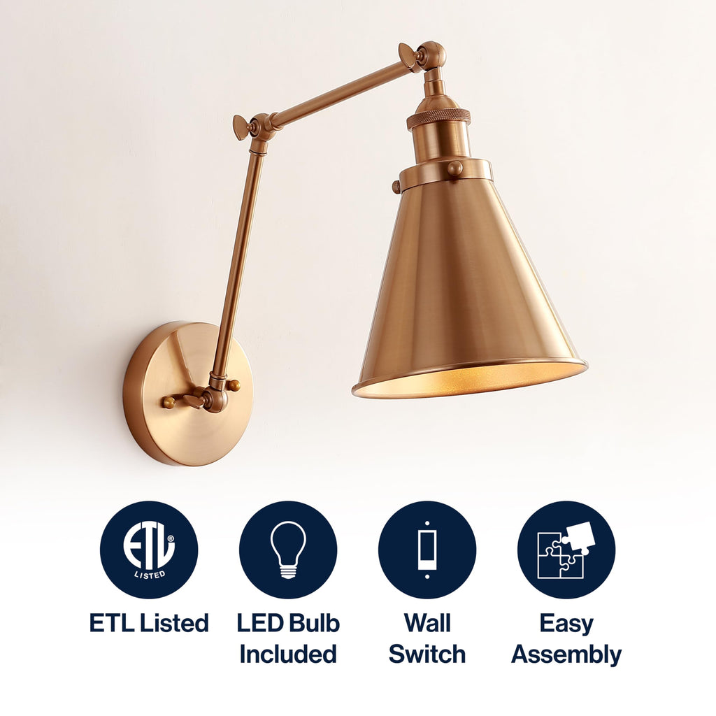 Rover 1-Light Wall Sconce 7", Brass Gold