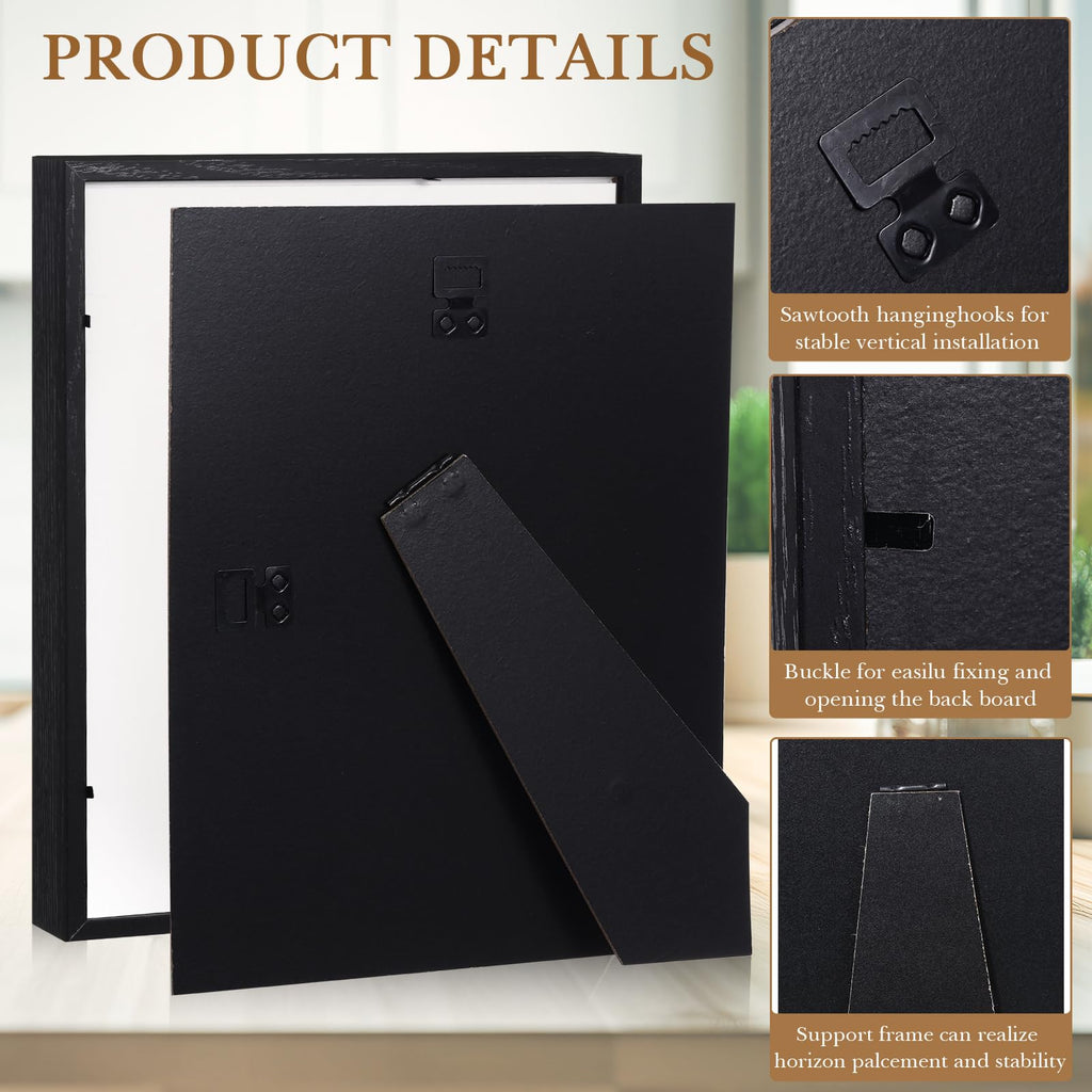 16 Pack 11 x 14 Inch Shadow Box Frame Display Cases, Black