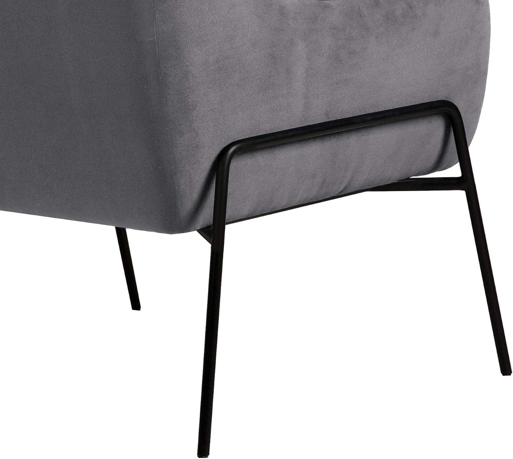 Karen Modern Velvet Upholstery Accent Chair, 44.1" W, Grey