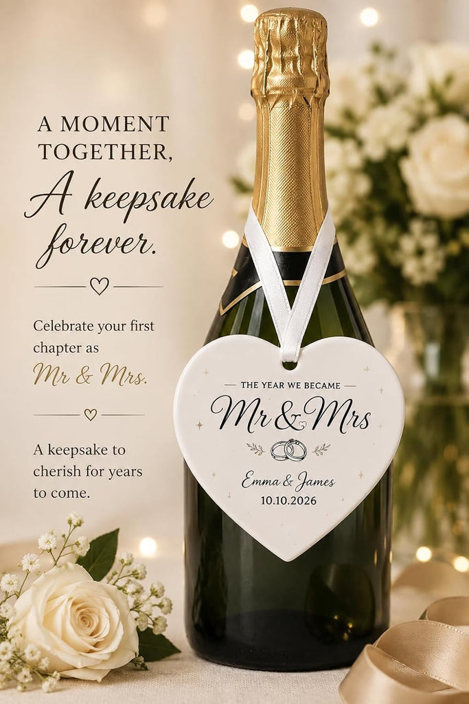 First Christmas Married Ornament 2026, Personalized Mr and Mrs Wedding Gift