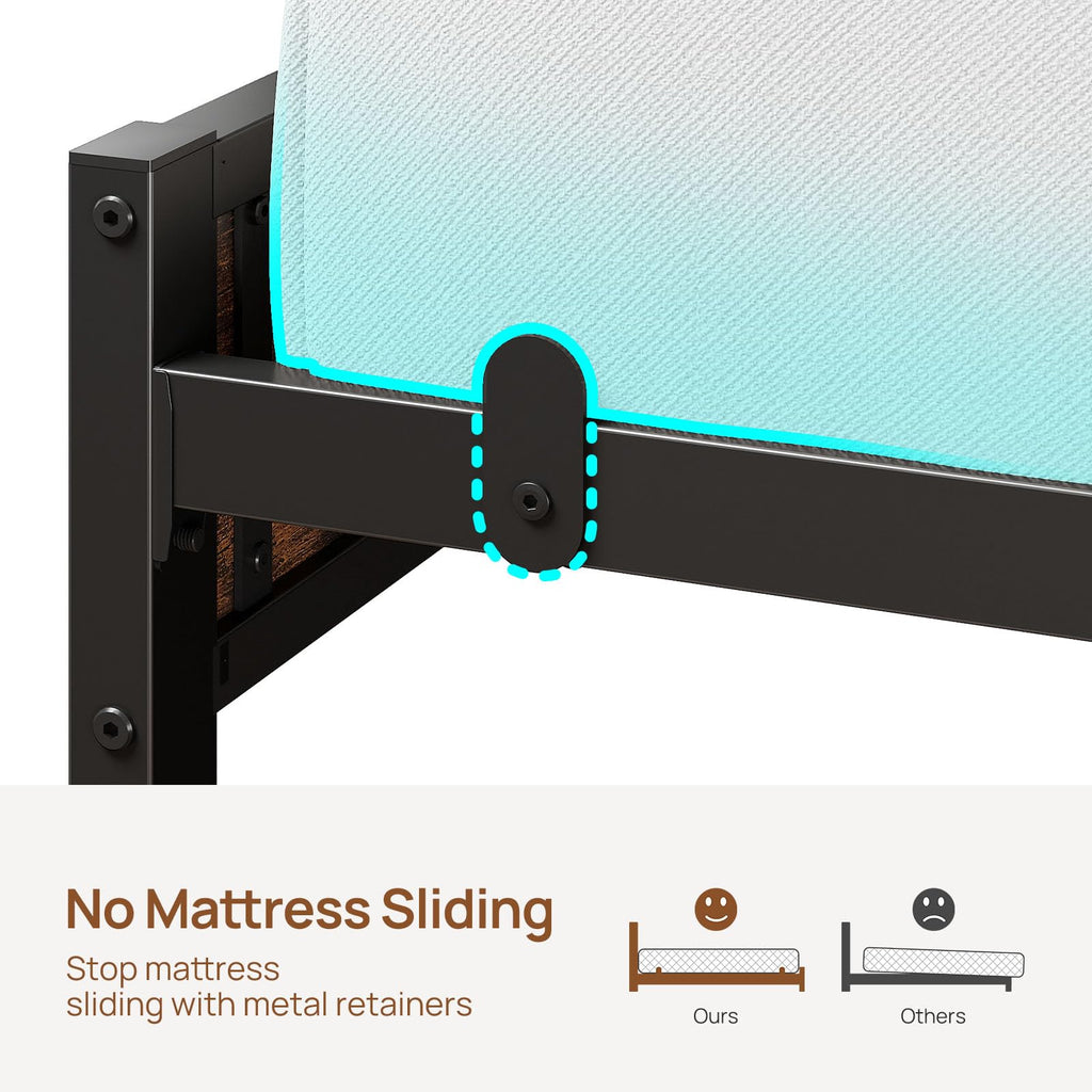 Bed Frame Full Size with Charging Station and LED Lights, Upholstered Storage Headboard with Drawers, Heavy Duty
