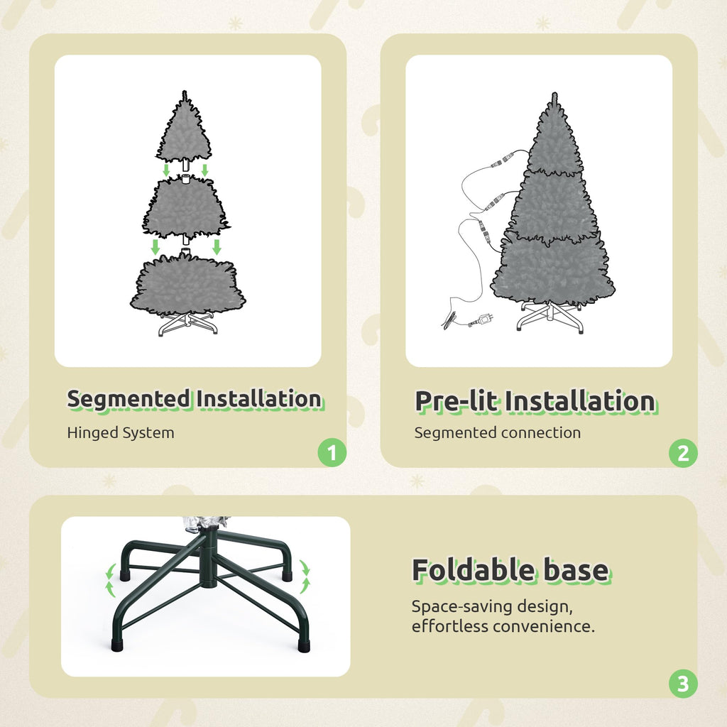 9FT Pre-Lit Pre-Decorated Flocked Mountain Pine Christmas Tree