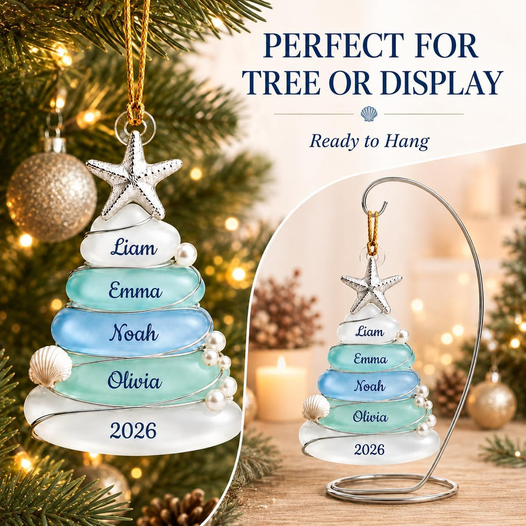Personalized Christmas Ornaments, Sea Glass Tree Ornament,Ocean