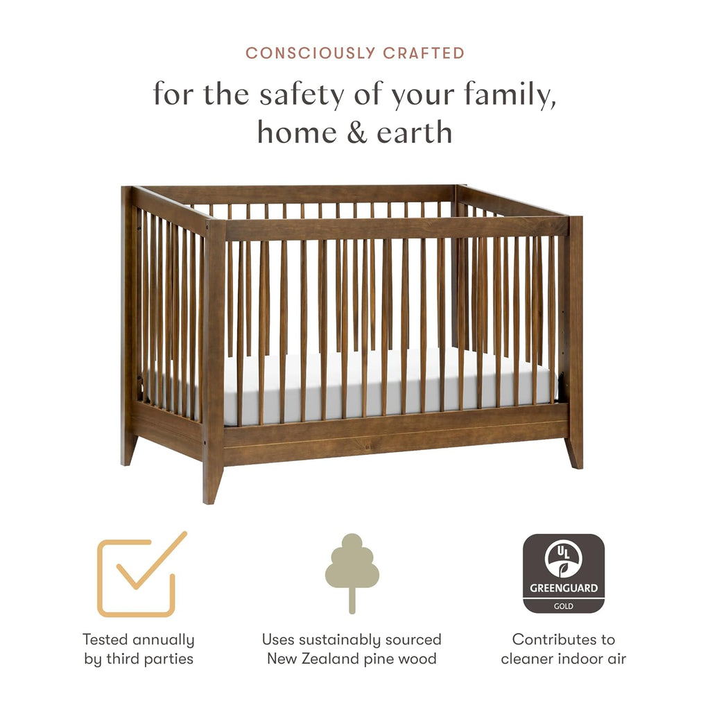Sprout 4-in-1 Convertible Baby Crib, Natural Walnut | GREENGUARD Gold Certified, Converts to Toddler Bed, Daybed &