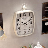 Menterry Large Retro Rectangle Wall Clock, White Antique Vintage Style
