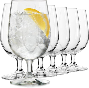 Entertaining Essentials Stemmed Water Glasses, Clear Multi-Purpose Water Goblet Set of 6, Dishwasher Safe 16 oz