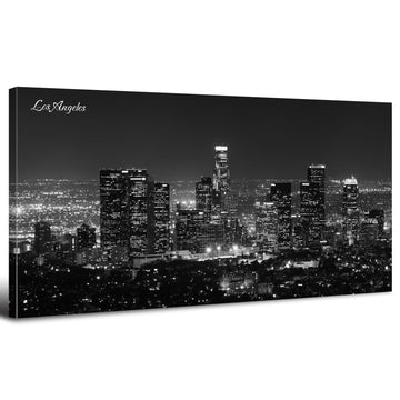 Los Angeles City Wall Black and White LA Skyline Canvas Painting California Downtown Night View Cityscape Pictures
