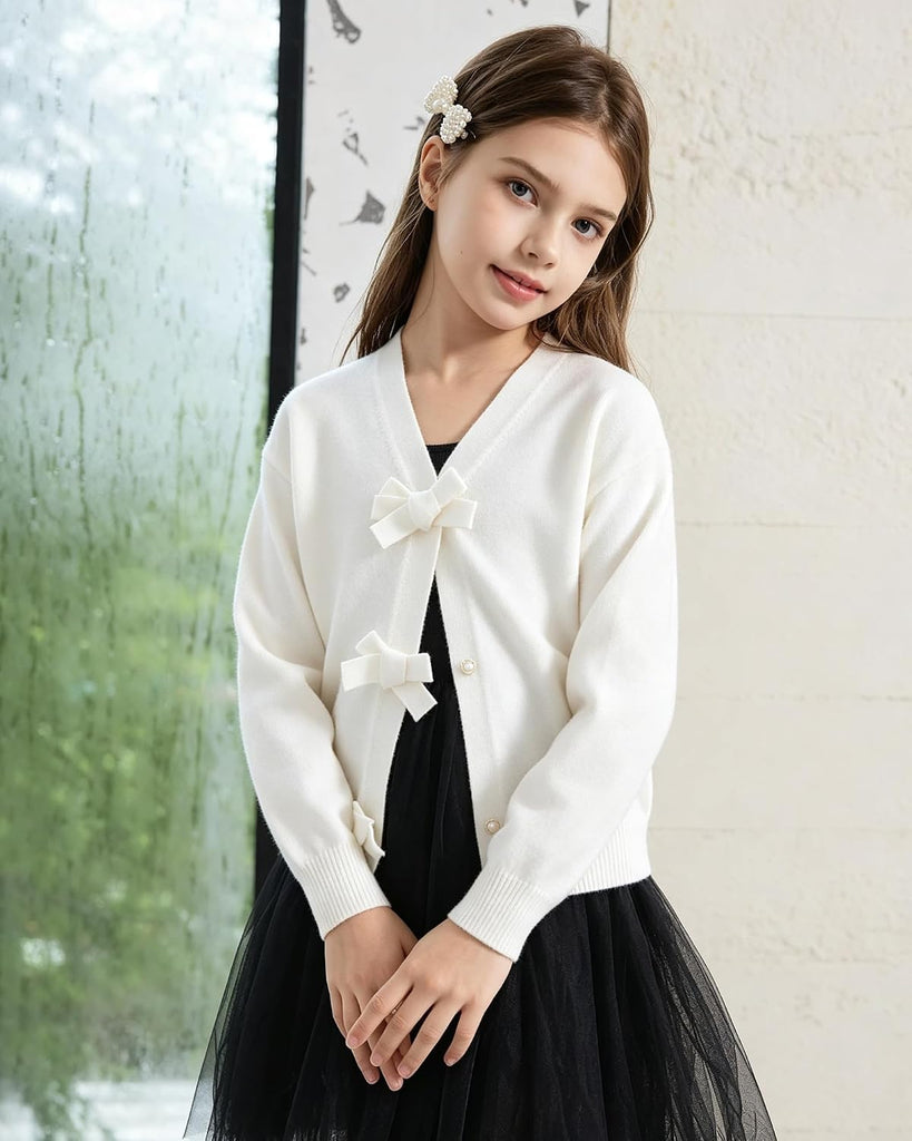 Cardigan Sweater School Uniform Knit Bowknot Sweater Tops