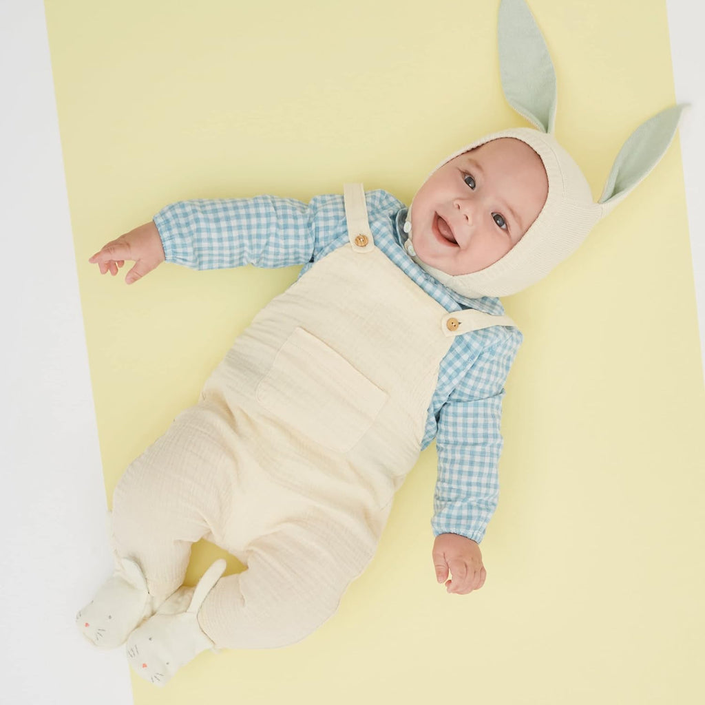 Baby Bunny Booties - Mint Knitted Organic Cotton Infant Shoes (Pack of 1)