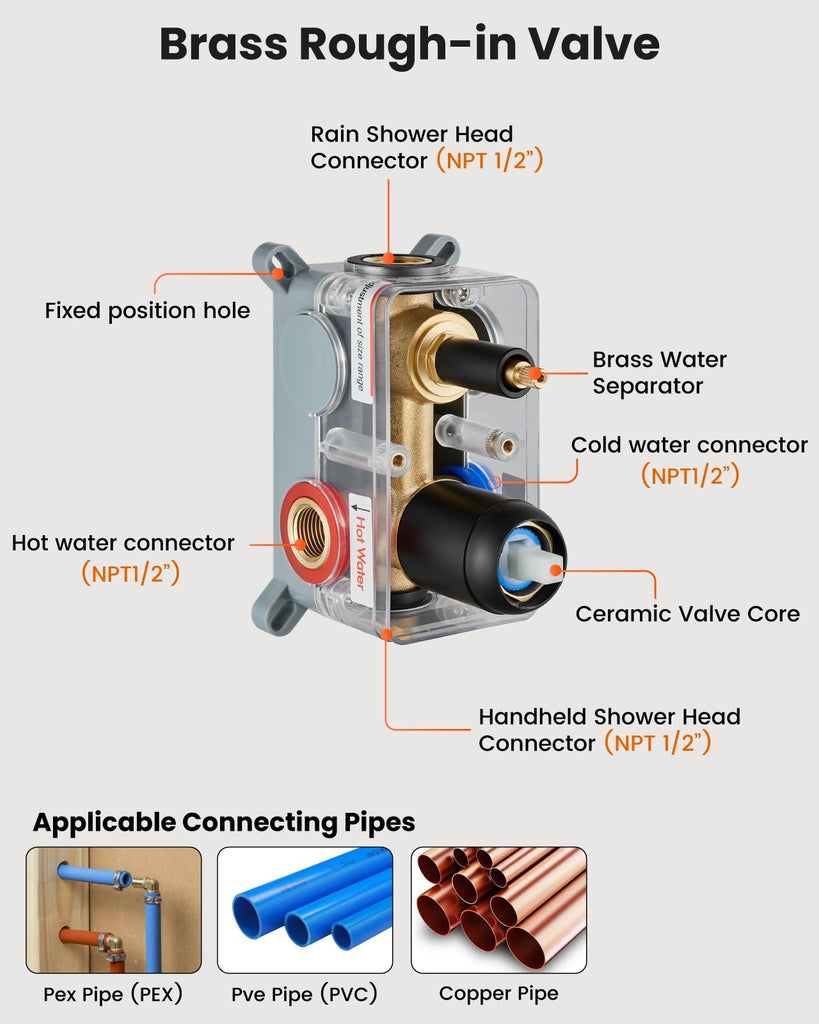 Ceiling Shower System with Handheld Matte Black,12 inch Head