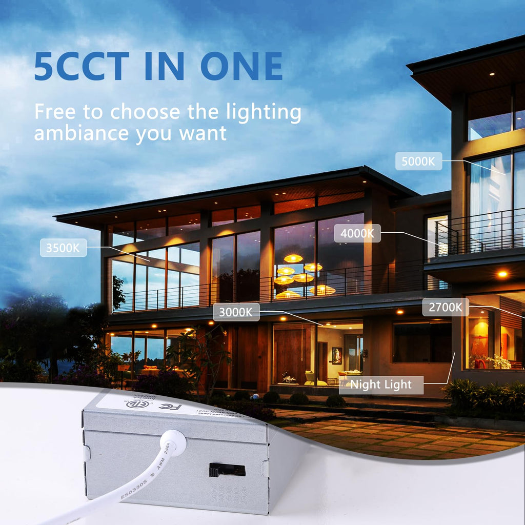 Brushed Nickel Recessed Lighting 6 Inch with Night Light, 12 Pack