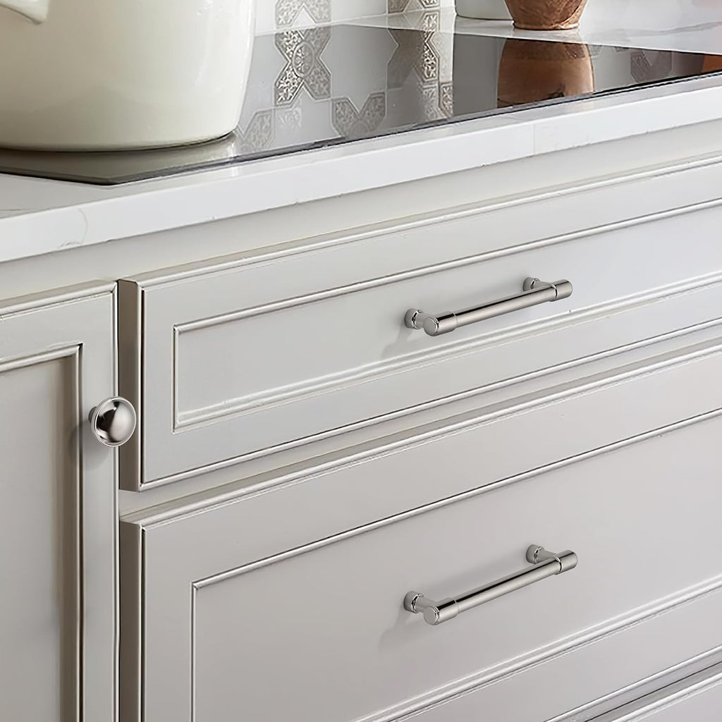 10 Pack 5 inch(128 mm) Drawer Pulls Polished Nickel Cabinet Cup Pulls Cabinet Hardware Kitchen Cabinet Handles Bin
